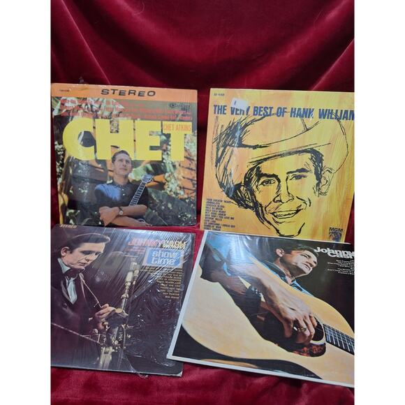 Johnny Cash, Hank Williams & Chet Atkins Country Vinyl LP Lot Of 4- VG+/EX - Picture 1 of 10
